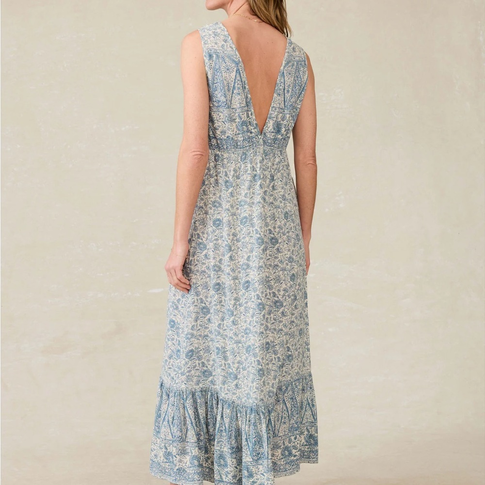 Faherty Eden Floral Print Ruffle Hem Sleeveless Maxi Dress - Picture 3 of 6
